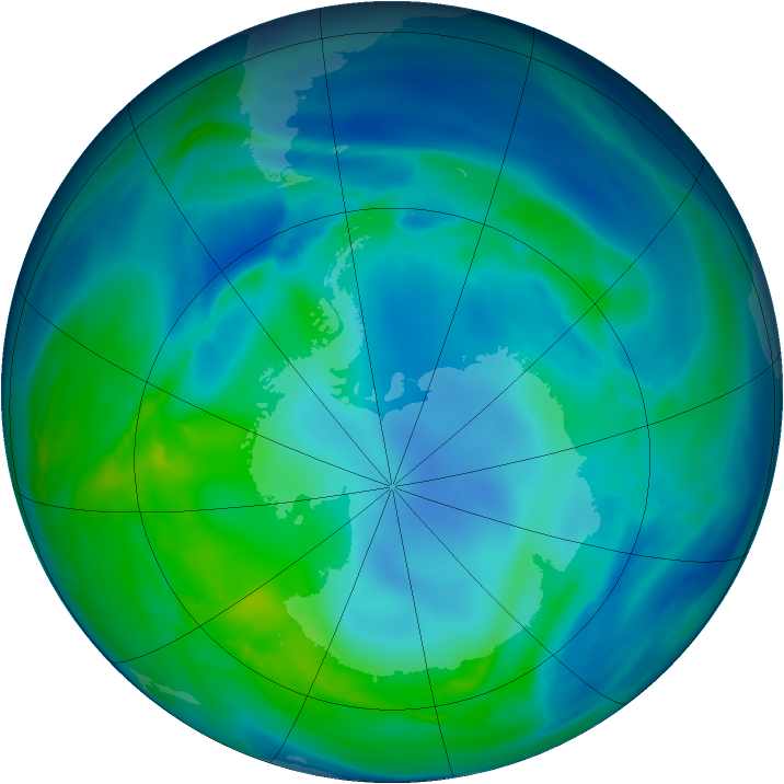 Antarctic ozone map for 03 May 2005